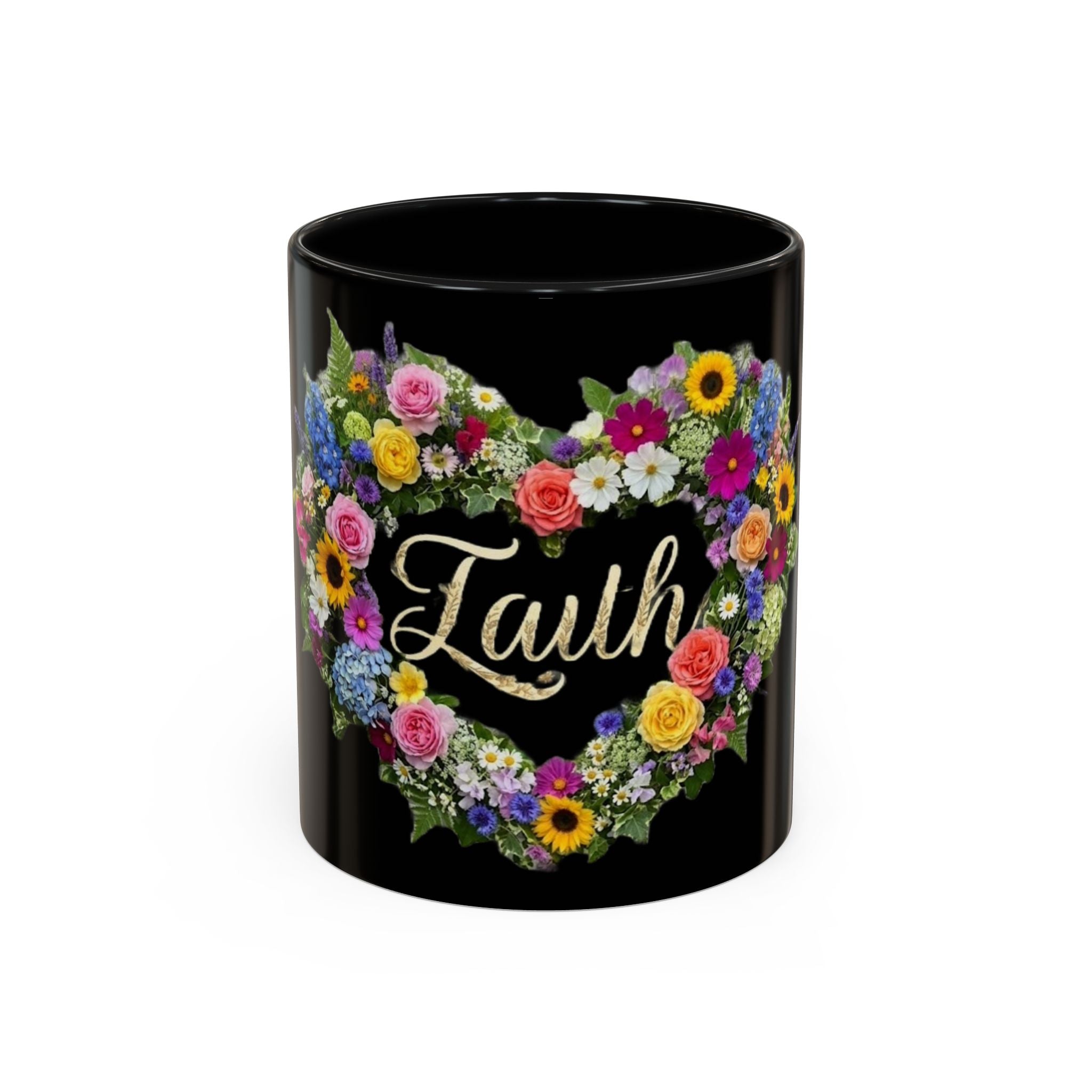 Floral Heart 'Faith' Mug | Accent Coffee Mug 11oz or 15oz
