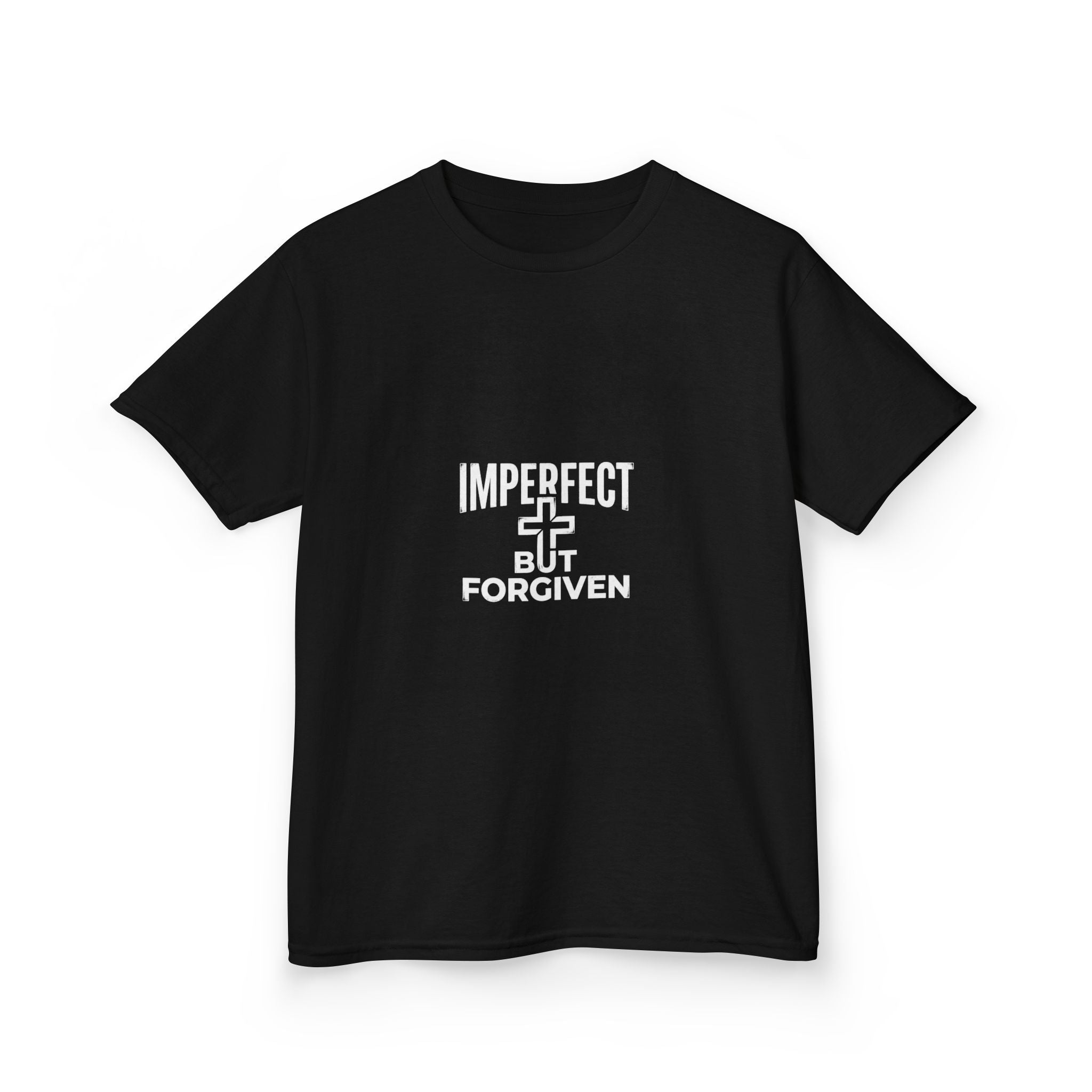 Imperfect But Forgiven Kids Tee | Christian Cross Typography