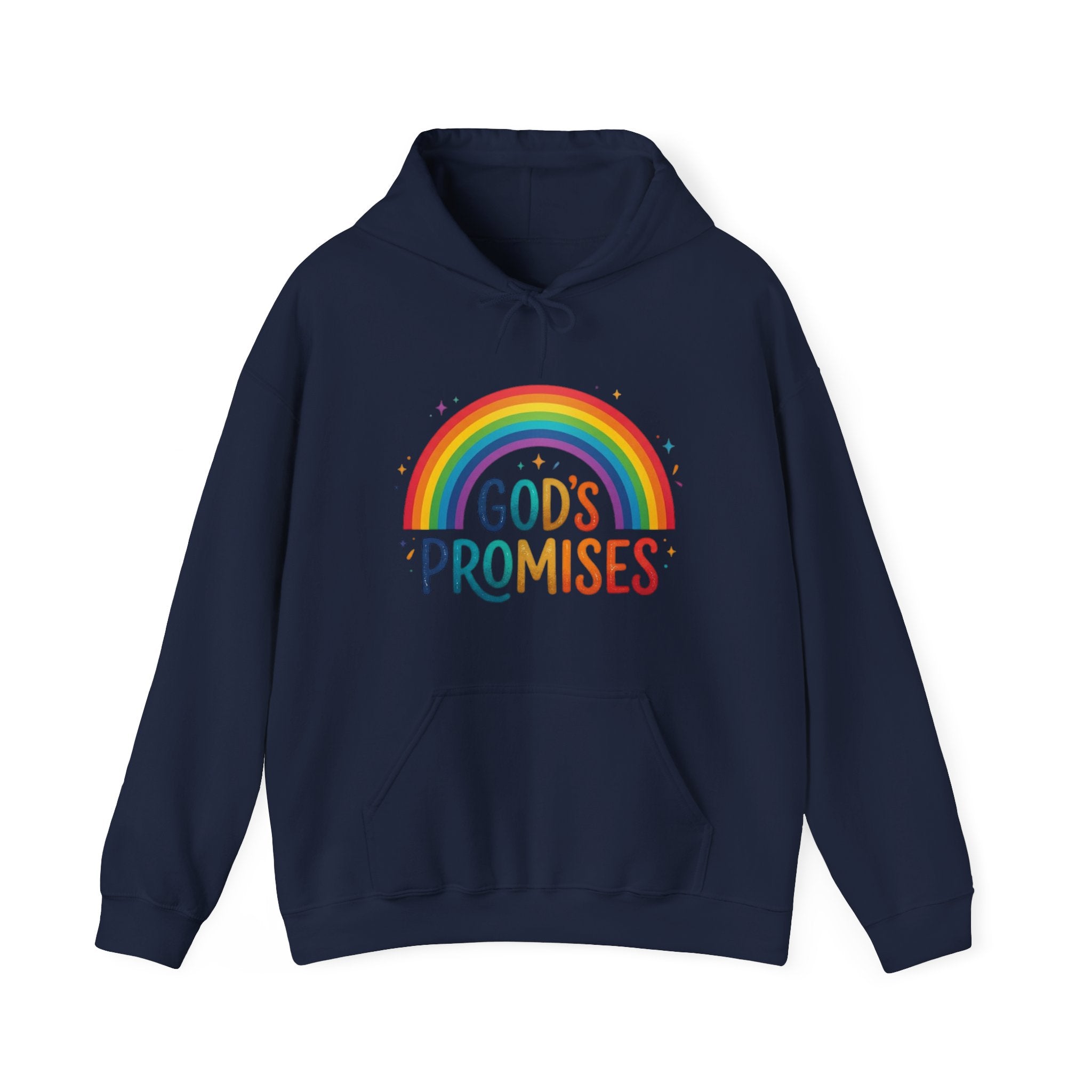 Religious Hoodie — "God's Promises" Rainbow Faith Pullover