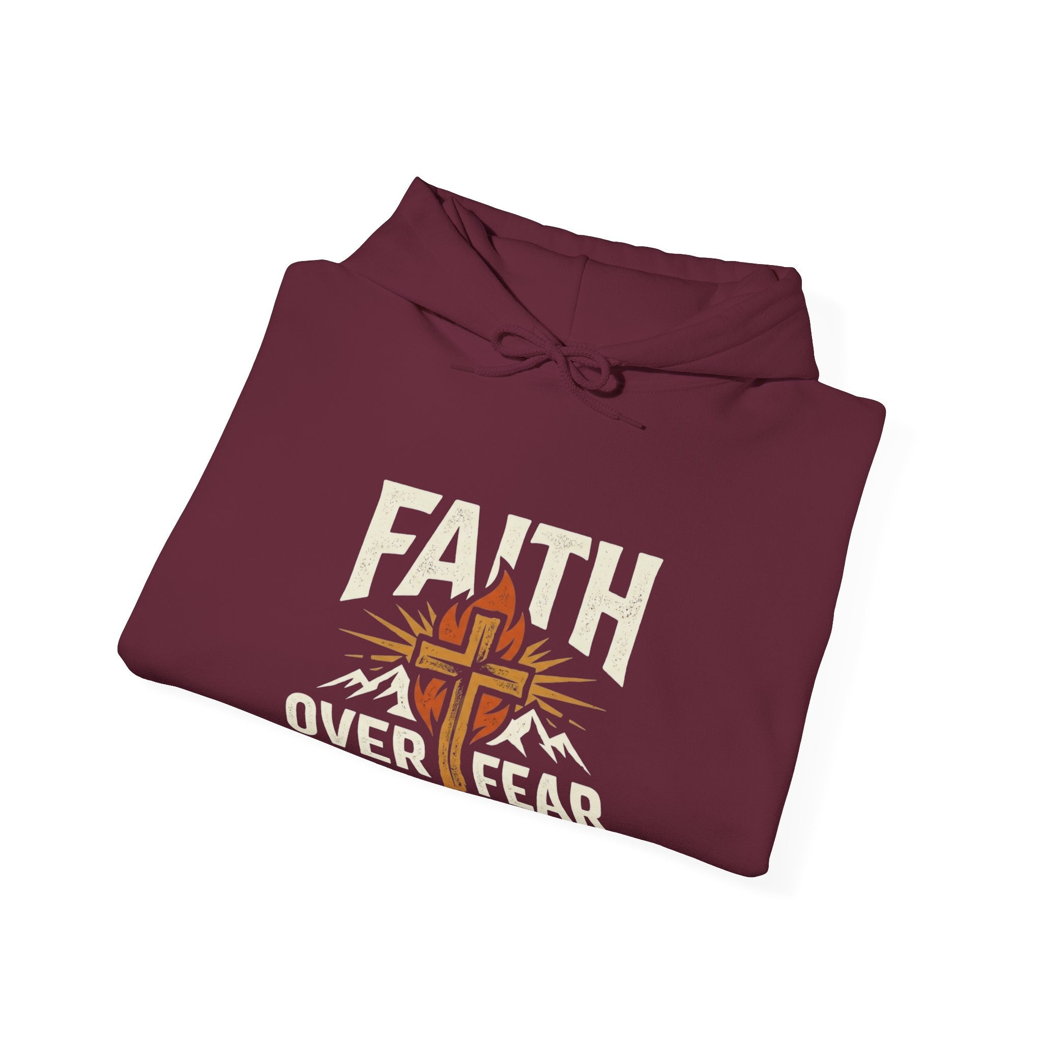 Faith Over Fear Hoodie — Christian Cross Inspirational Pullover