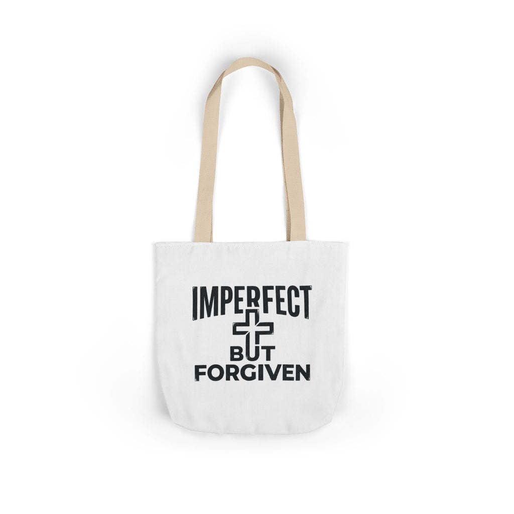 Imperfect But Forgiven Tote Bag | Canvas Christian Cross Scripture