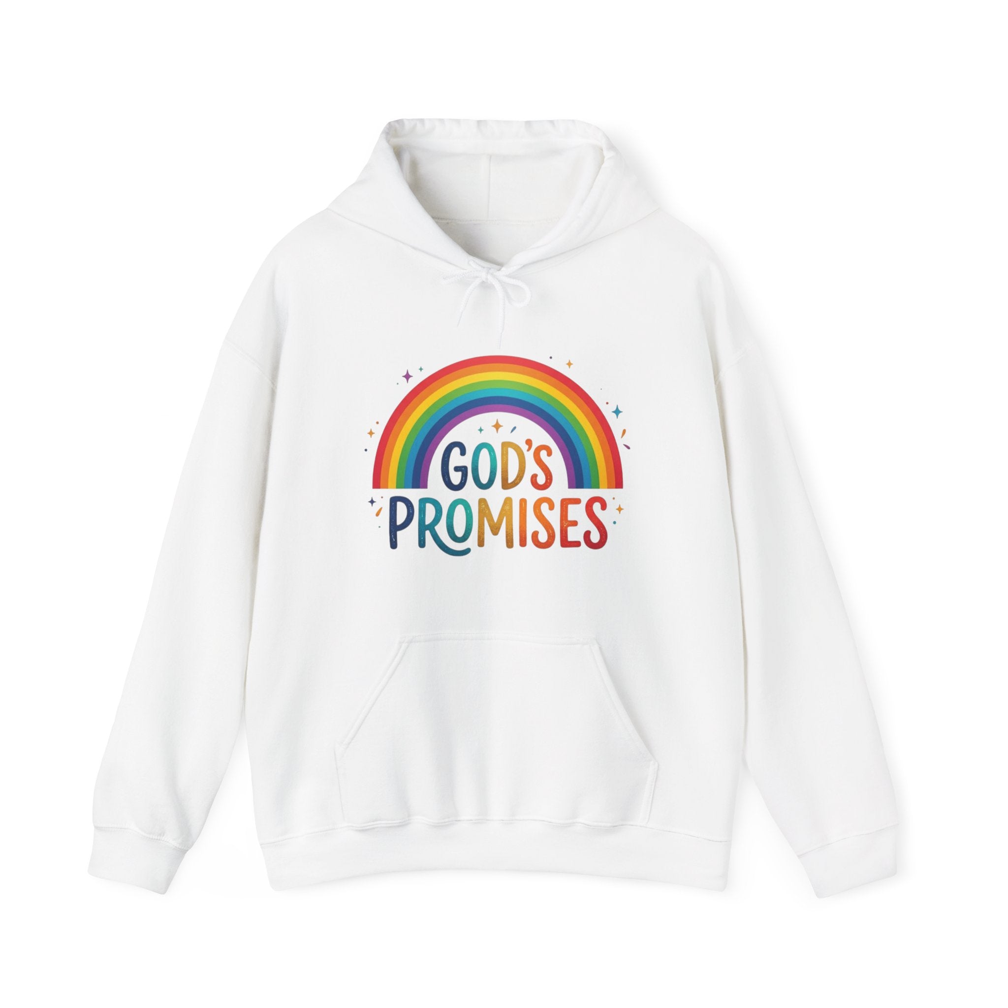 Religious Hoodie — "God's Promises" Rainbow Faith Pullover