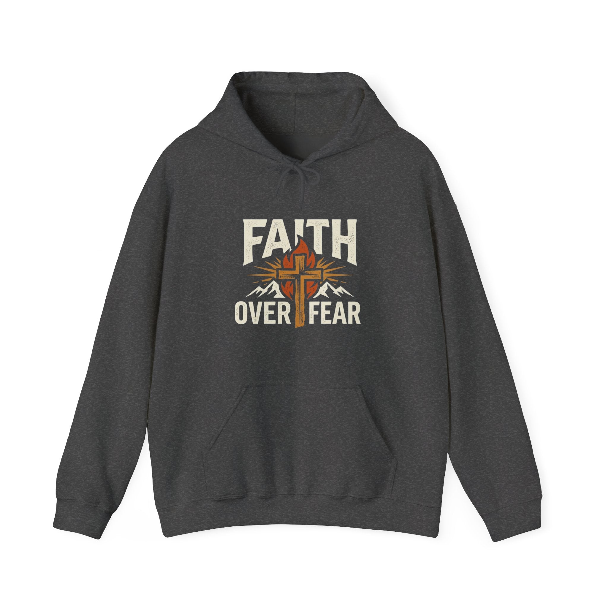 Faith Over Fear Hoodie — Christian Cross Inspirational Pullover