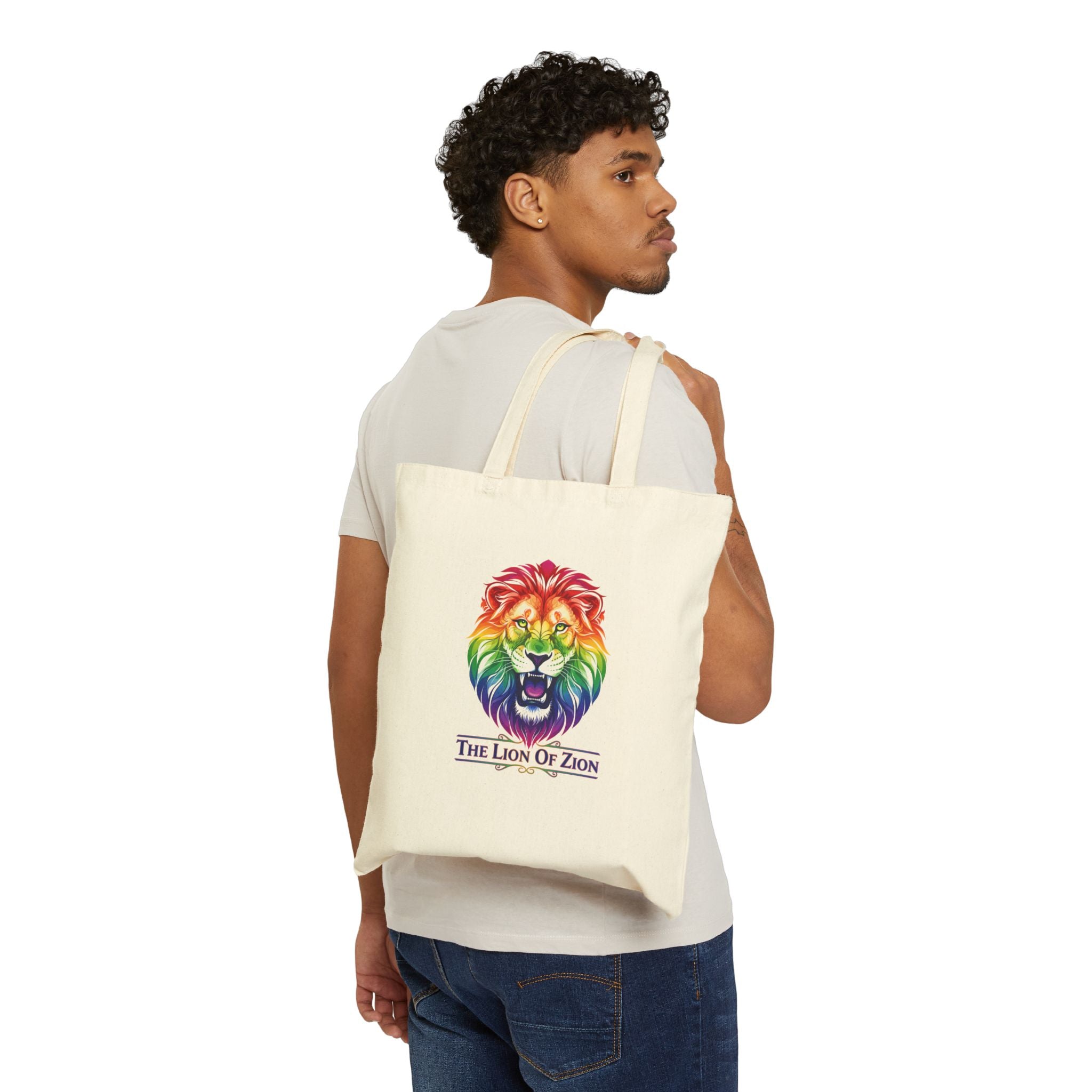 Rainbow Lion of Zion Tote Bag | Cotton Canvas Bag
