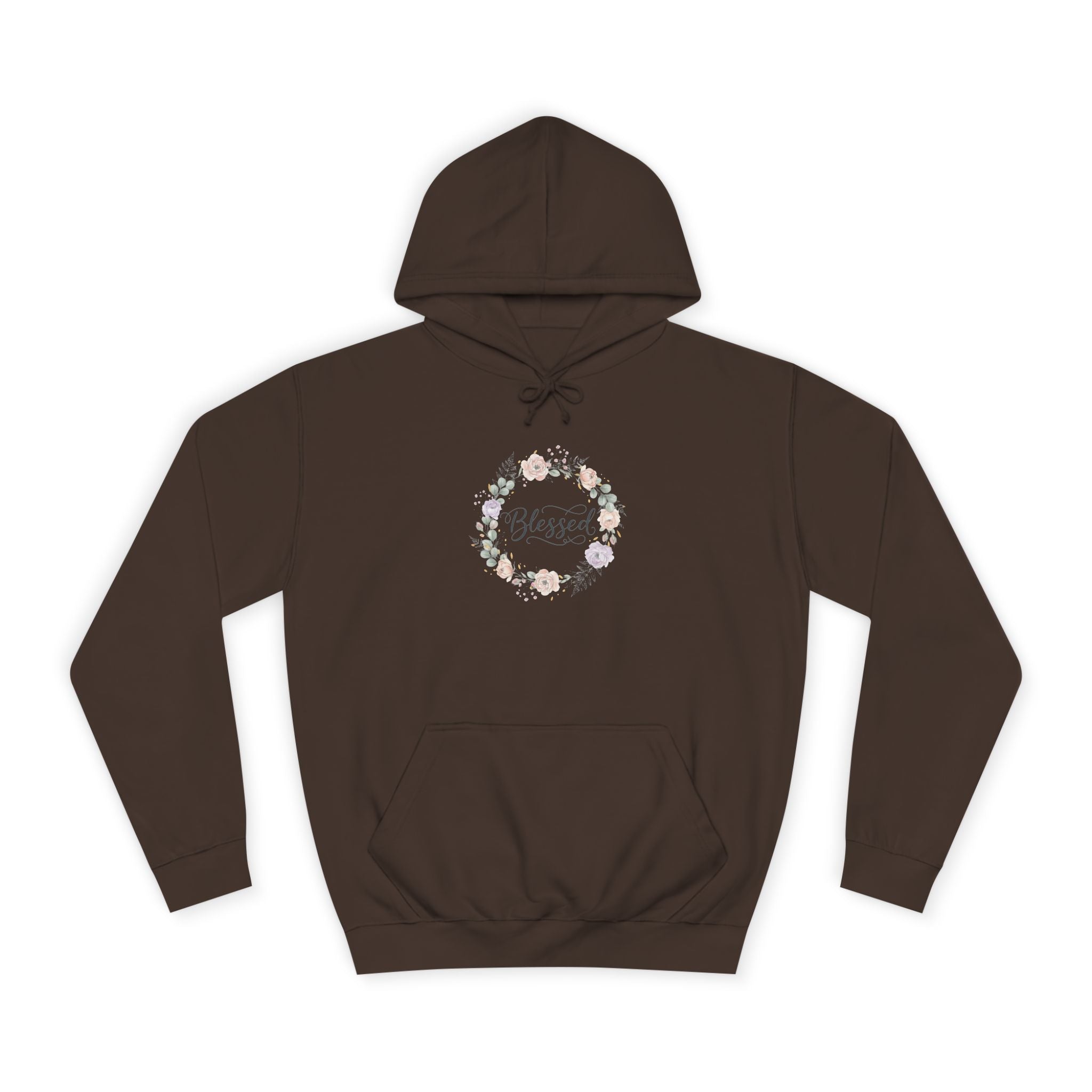 Blessed Floral Wreath Hoodie | Pastel Flowers, Script Typography