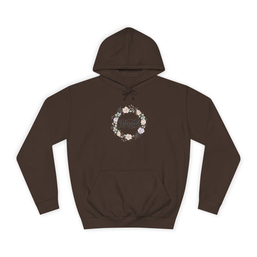 Blessed Floral Wreath Hoodie | Pastel Flowers, Script Typography