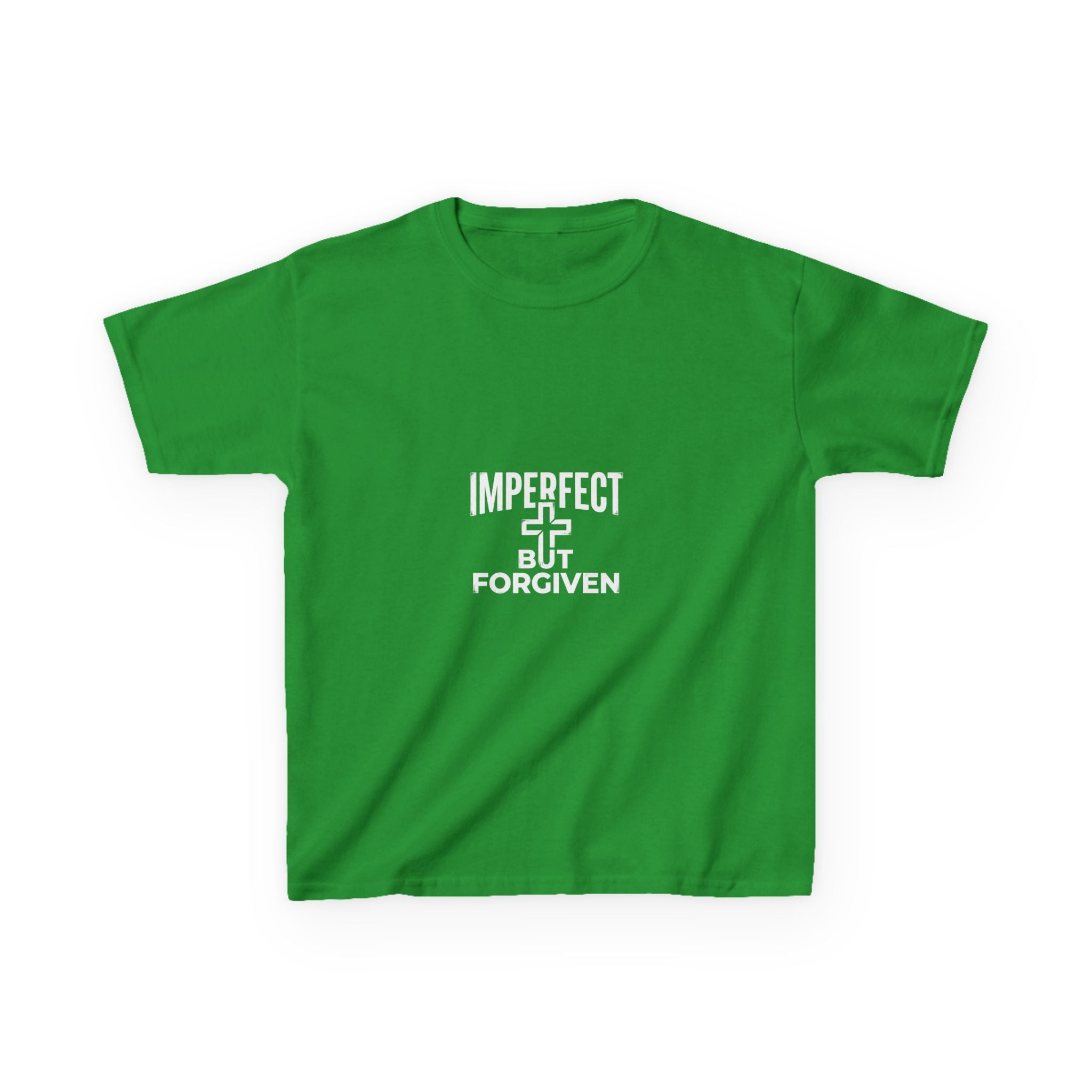 Imperfect But Forgiven Kids Tee | Christian Cross Typography