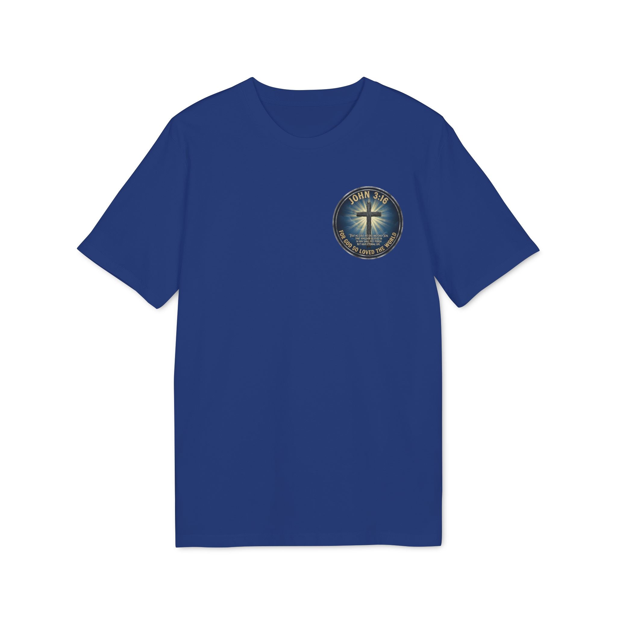 Cross and Lighthouse Emblem T-shirt | Christian Faith Badge Graphic