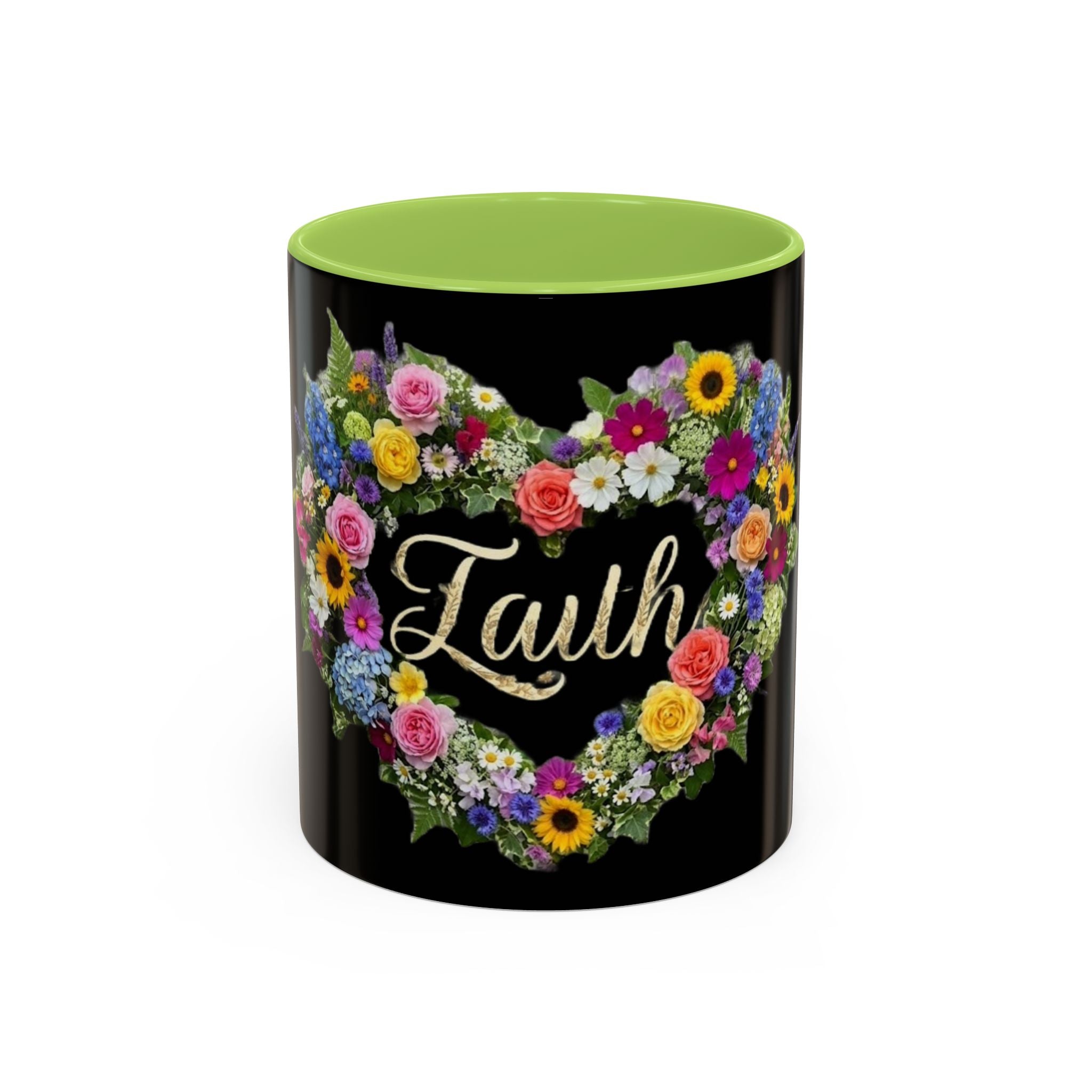 Floral Heart 'Faith' Mug | Accent Coffee Mug 11oz or 15oz