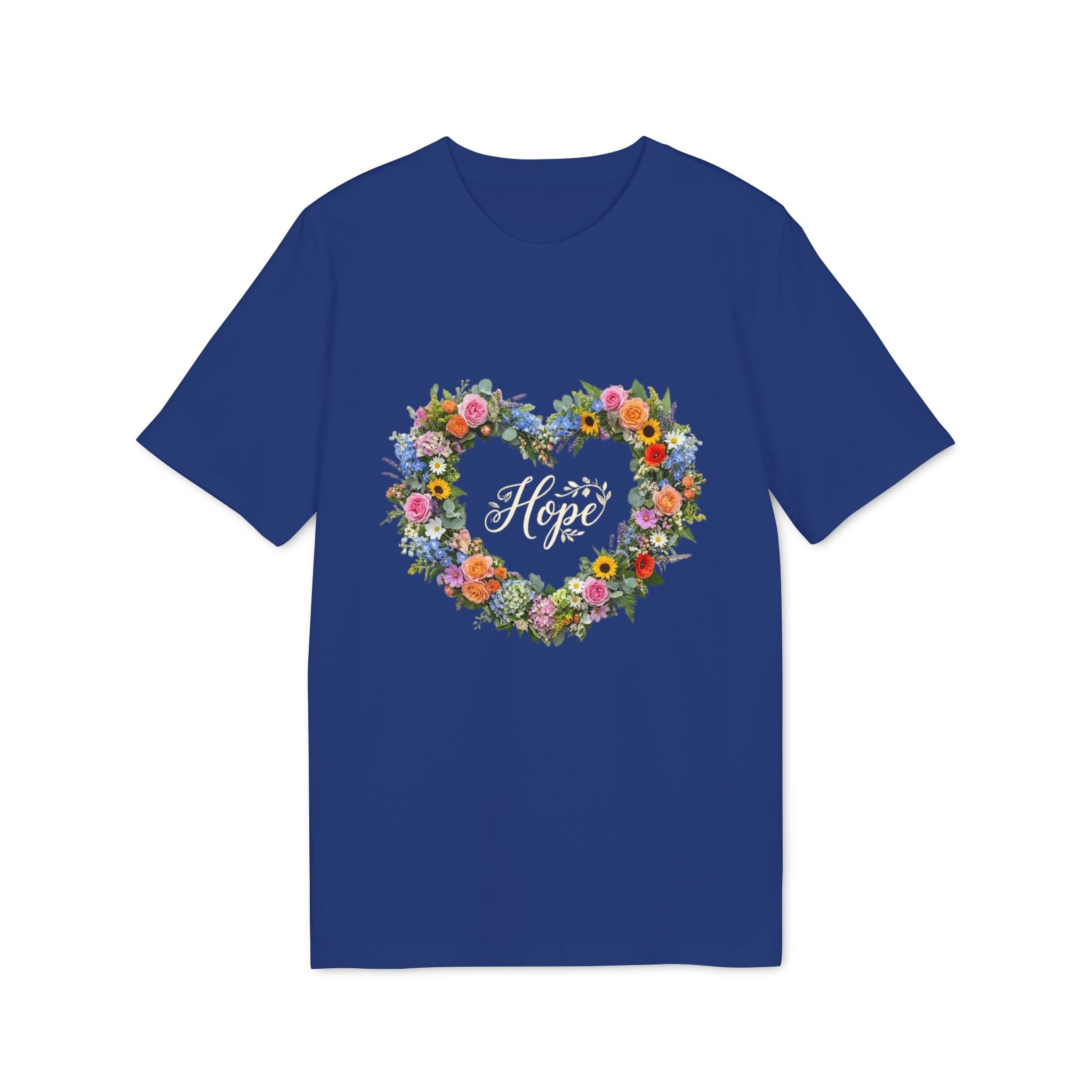 Hope floral heart T-shirt | Flower wreath typography