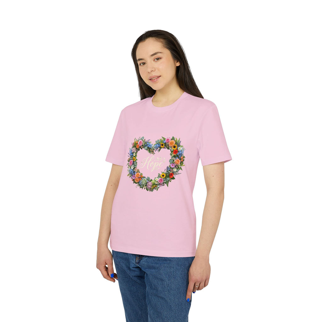 Hope floral heart T-shirt | Flower wreath typography