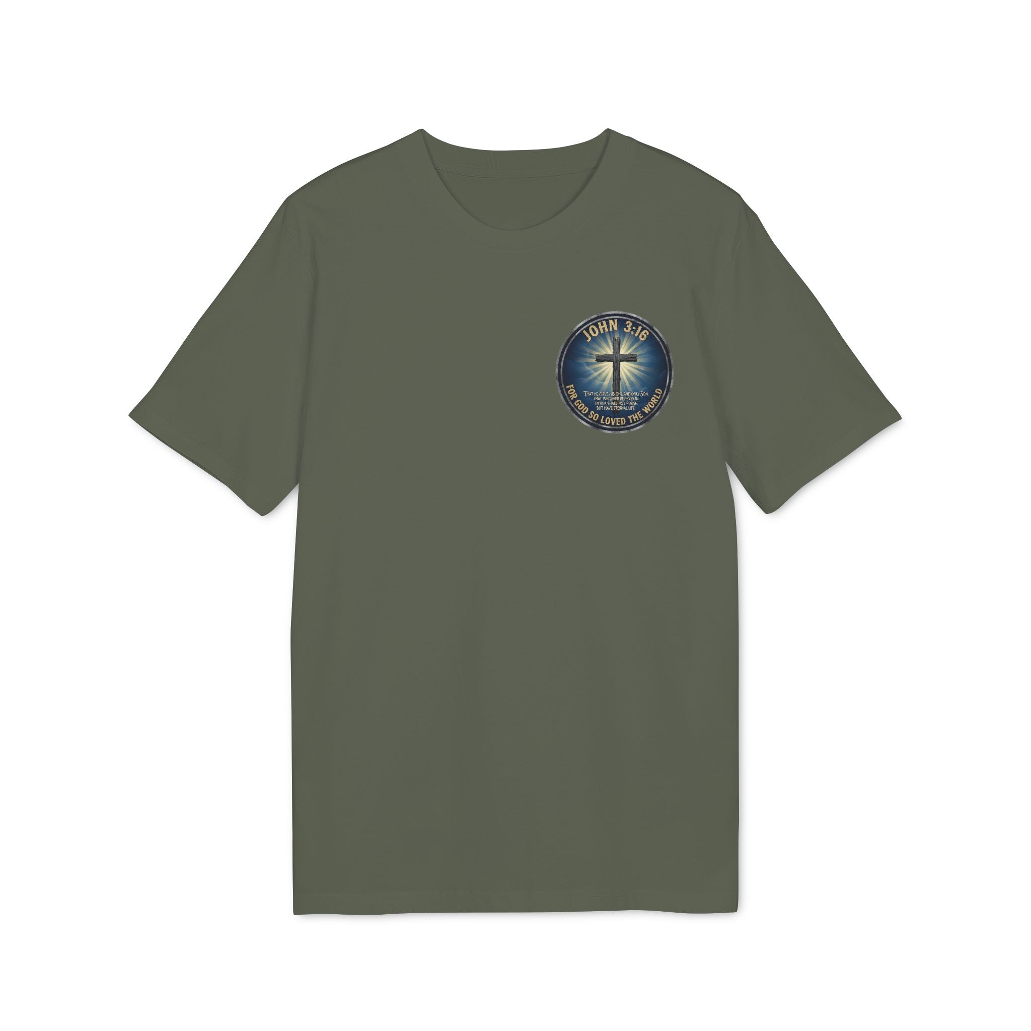 Cross and Lighthouse Emblem T-shirt | Christian Faith Badge Graphic