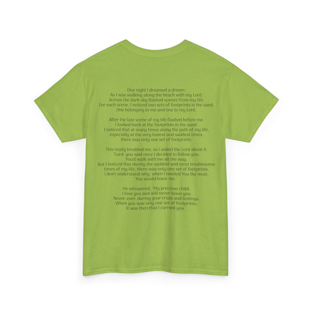 Footprints in the sand poem t-shirt