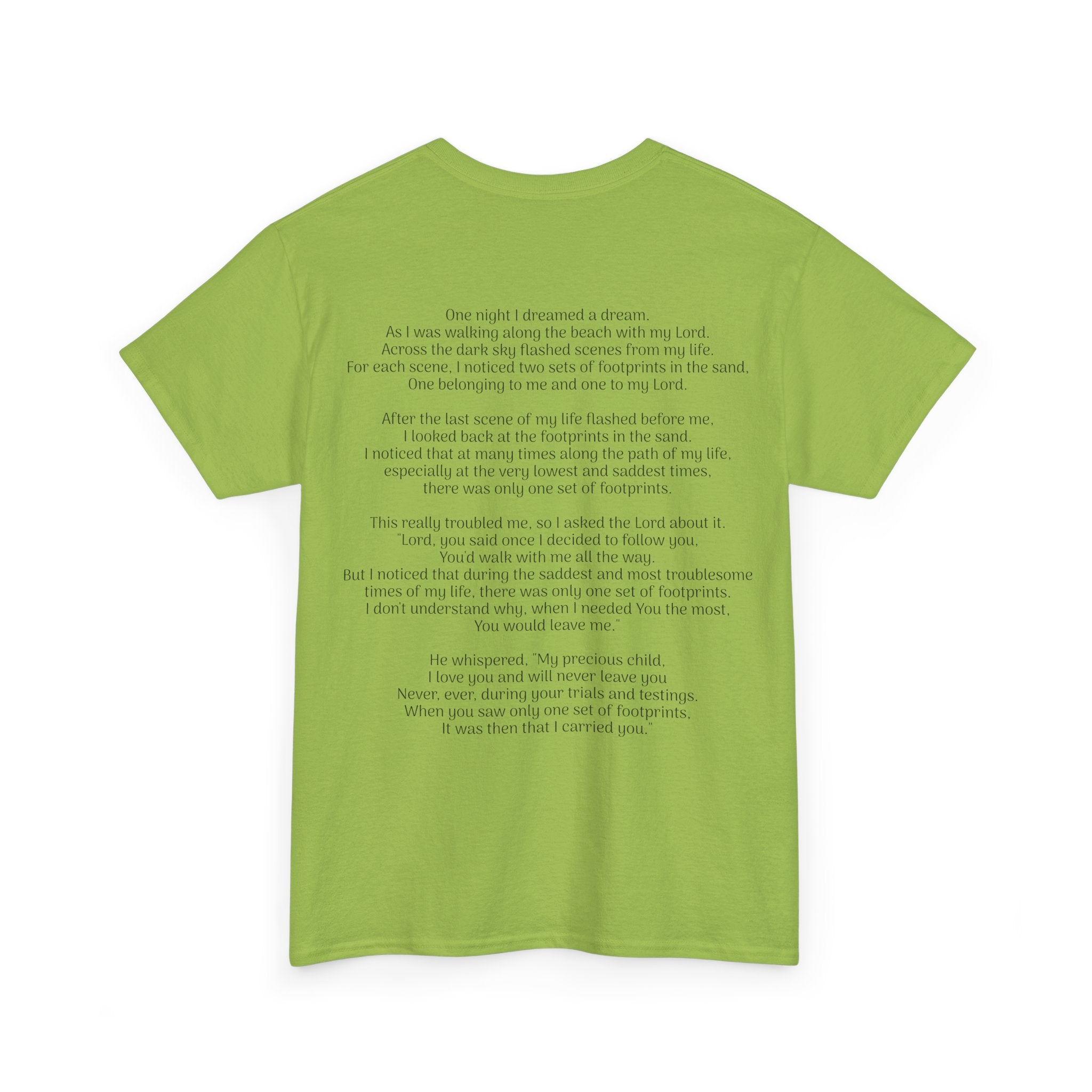 Footprints in the sand poem t-shirt