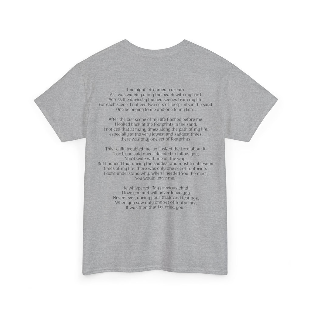 Footprints in the sand poem t-shirt