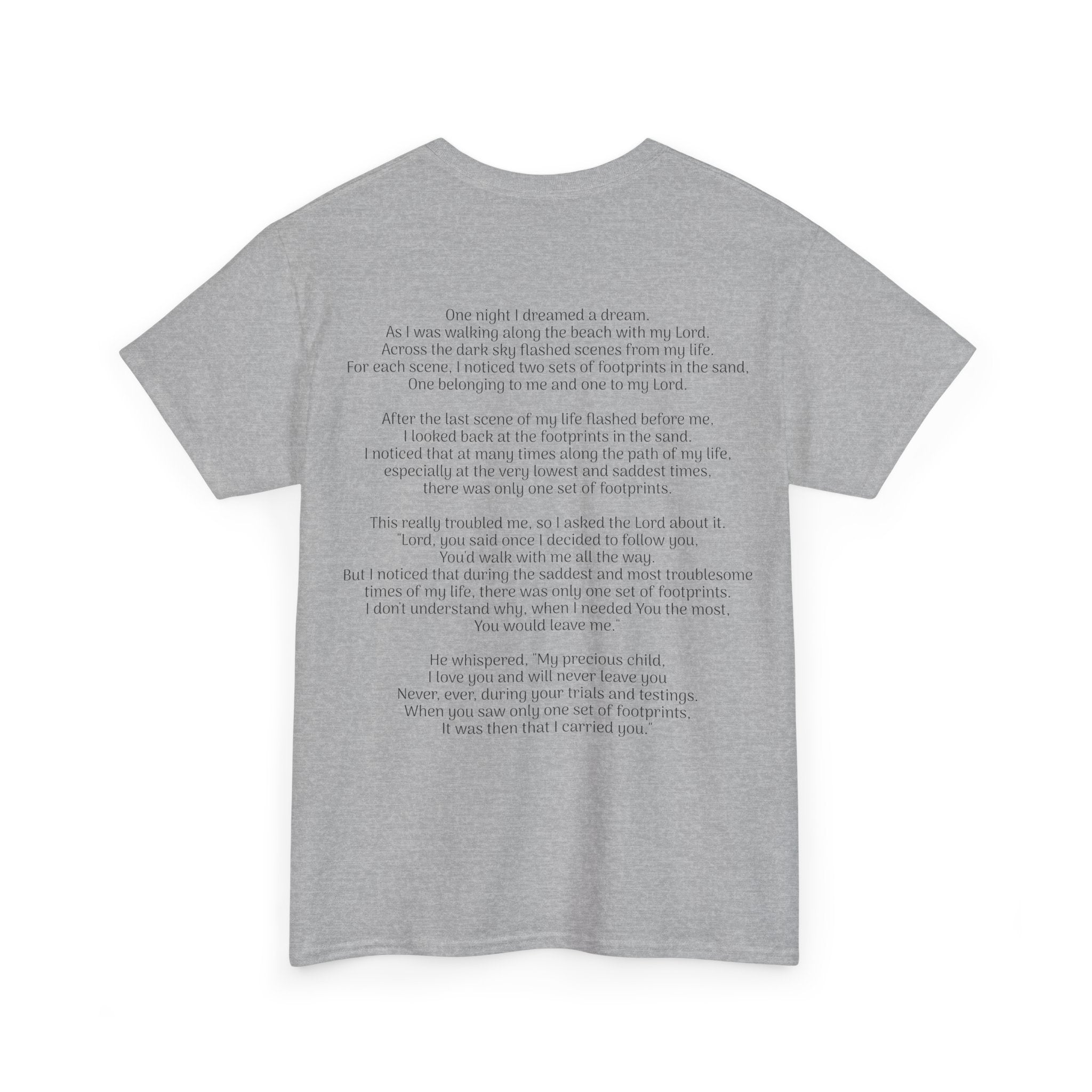 Footprints in the sand poem t-shirt