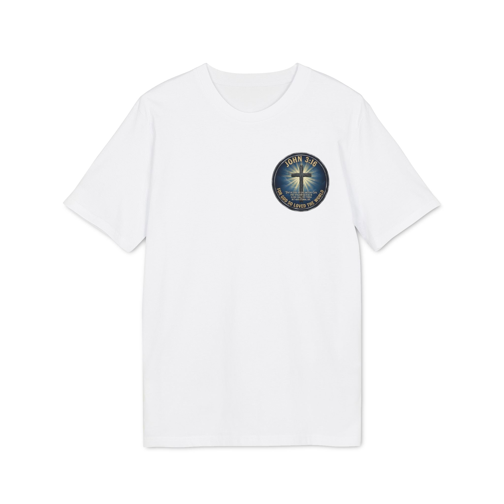 Cross and Lighthouse Emblem T-shirt | Christian Faith Badge Graphic