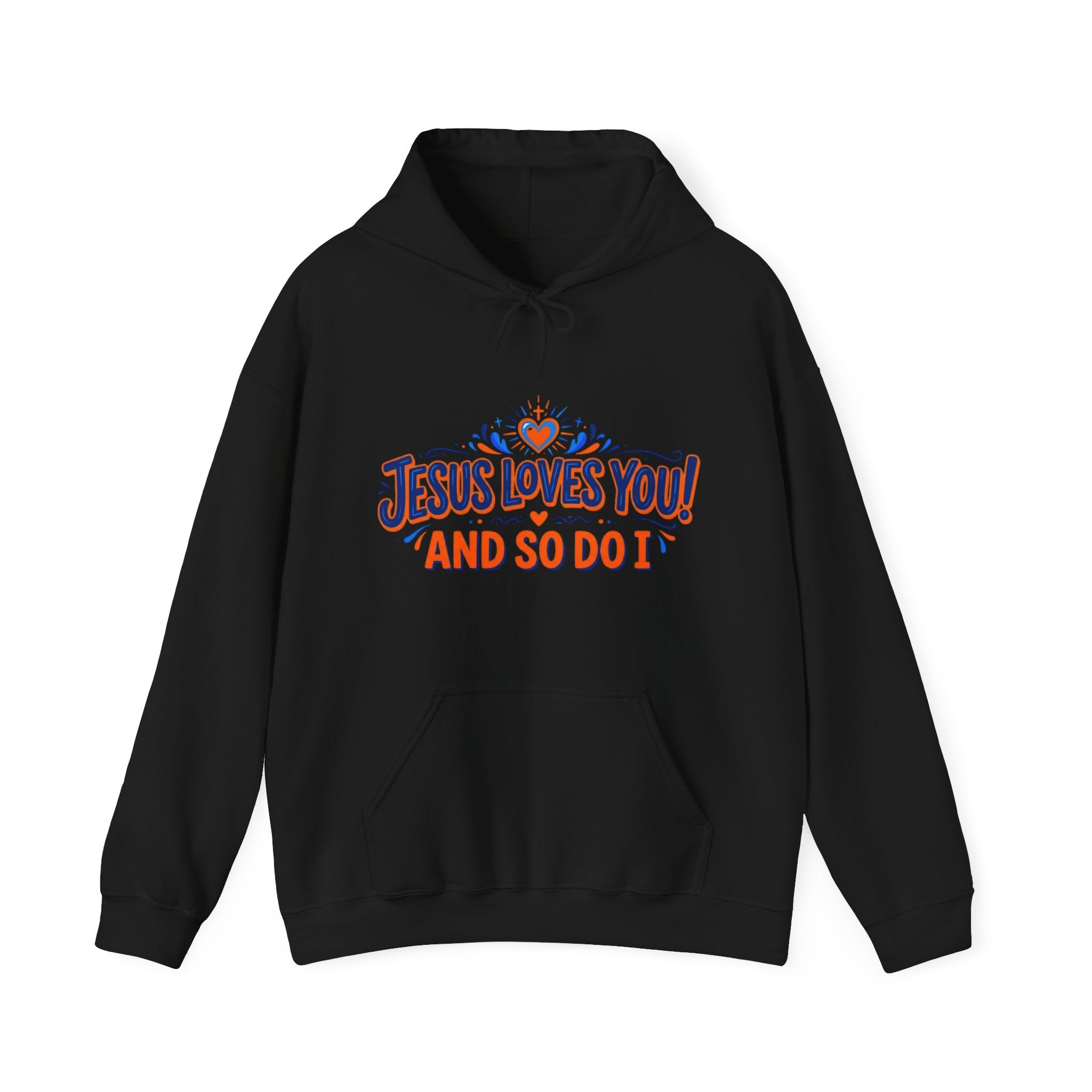 Christian Hoodie - "Jesus Loves You! And So Do I" Heart Graphic Faith Sweatshirt
