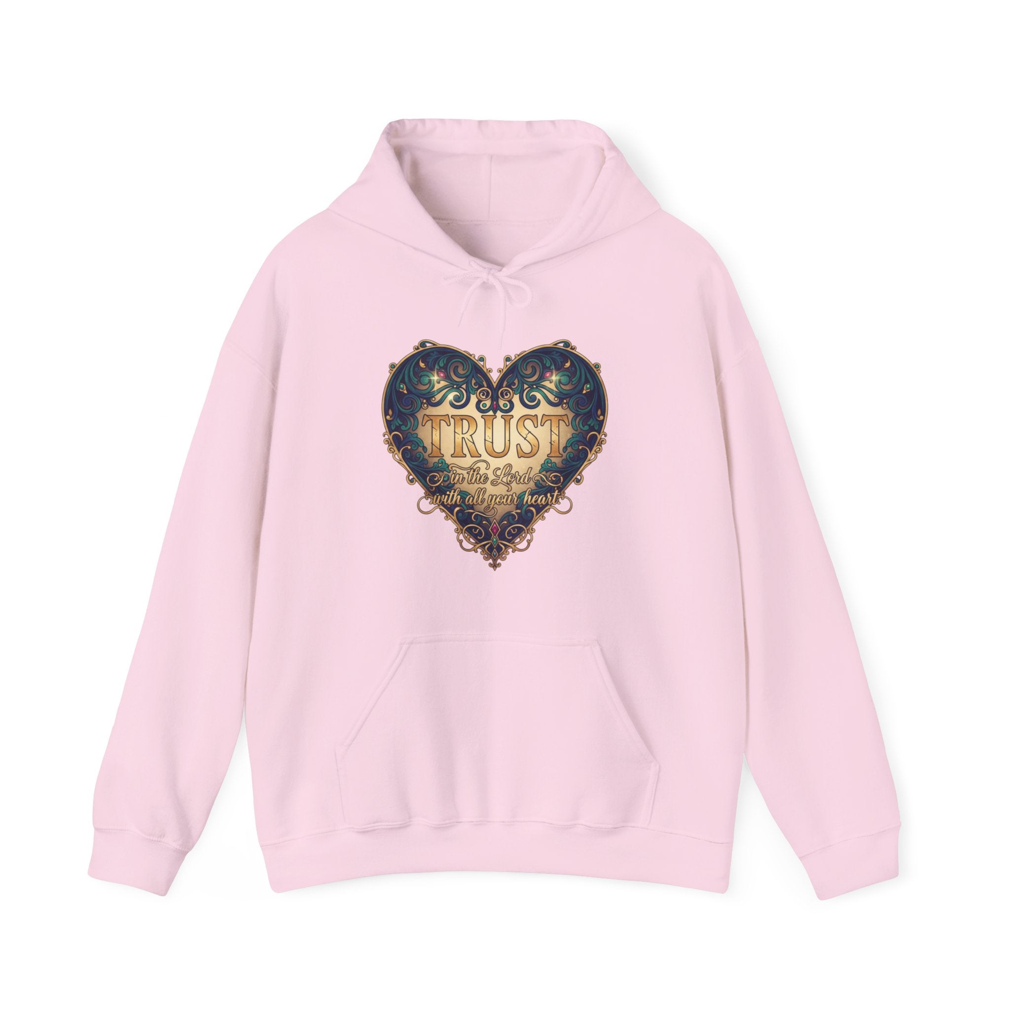 Trust Heart Hoodie — Vintage Ornamental Faith Graphic Pullover