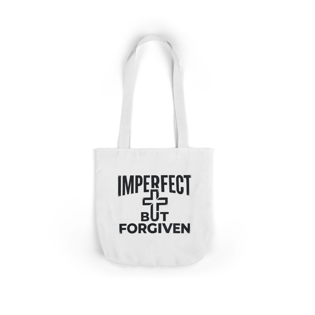 Imperfect But Forgiven Tote Bag | Canvas Christian Cross Scripture