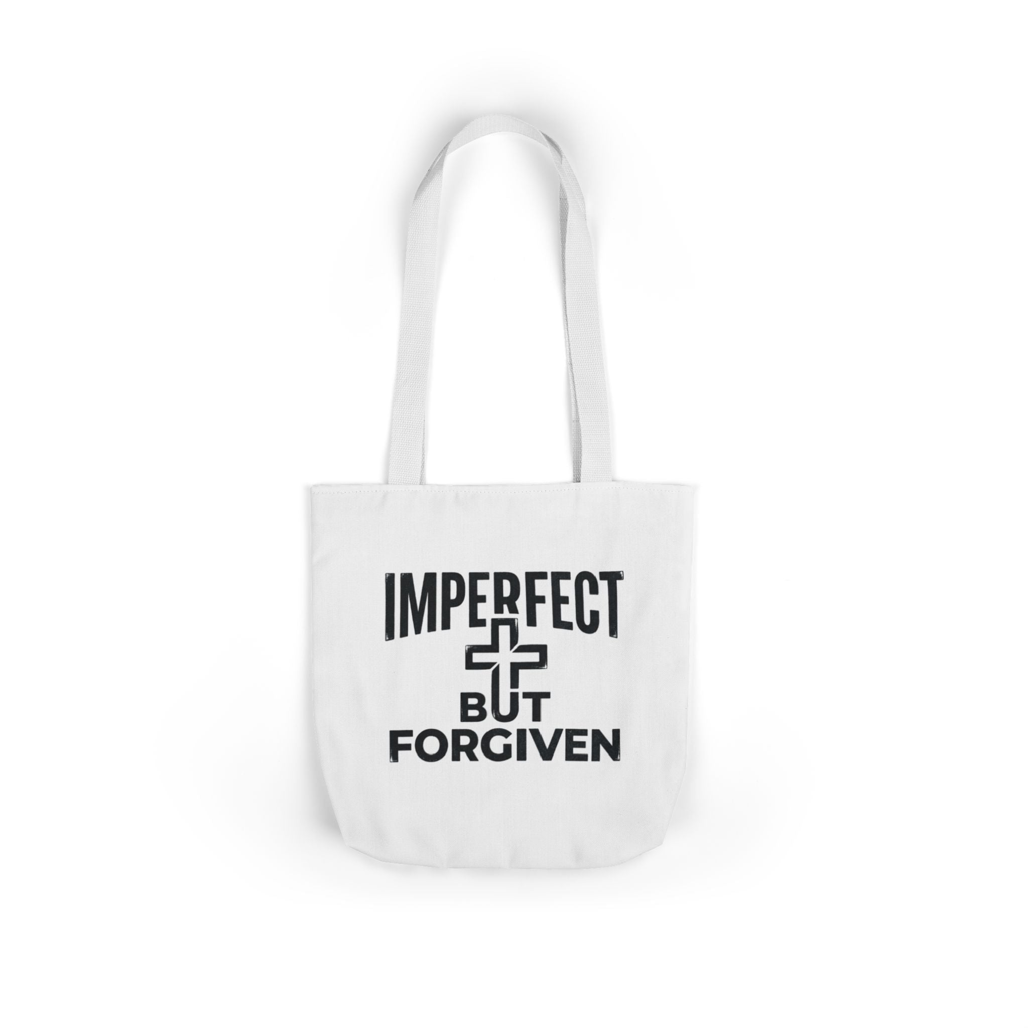 Imperfect But Forgiven Tote Bag | Canvas Christian Cross Scripture