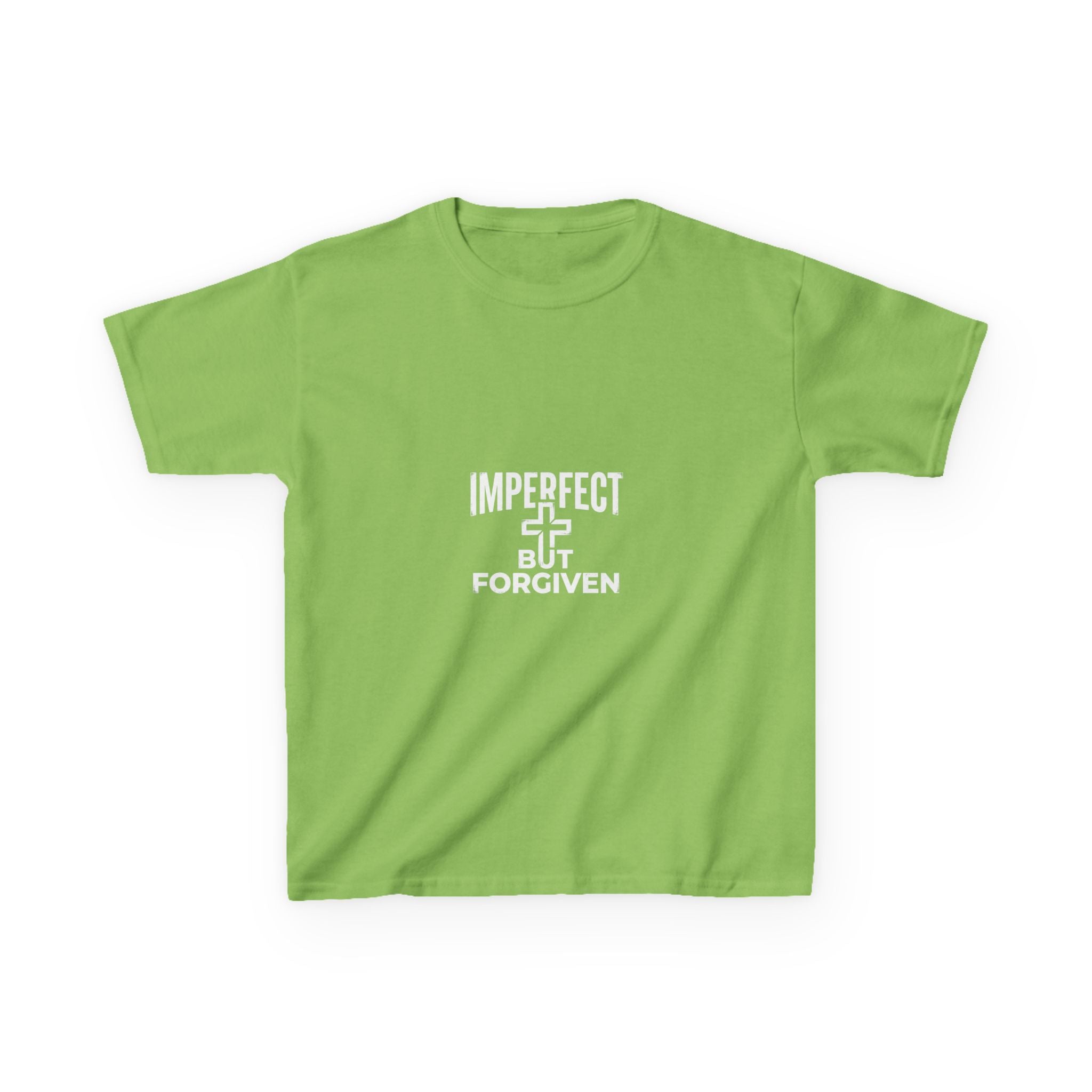 Imperfect But Forgiven Kids Tee | Christian Cross Typography