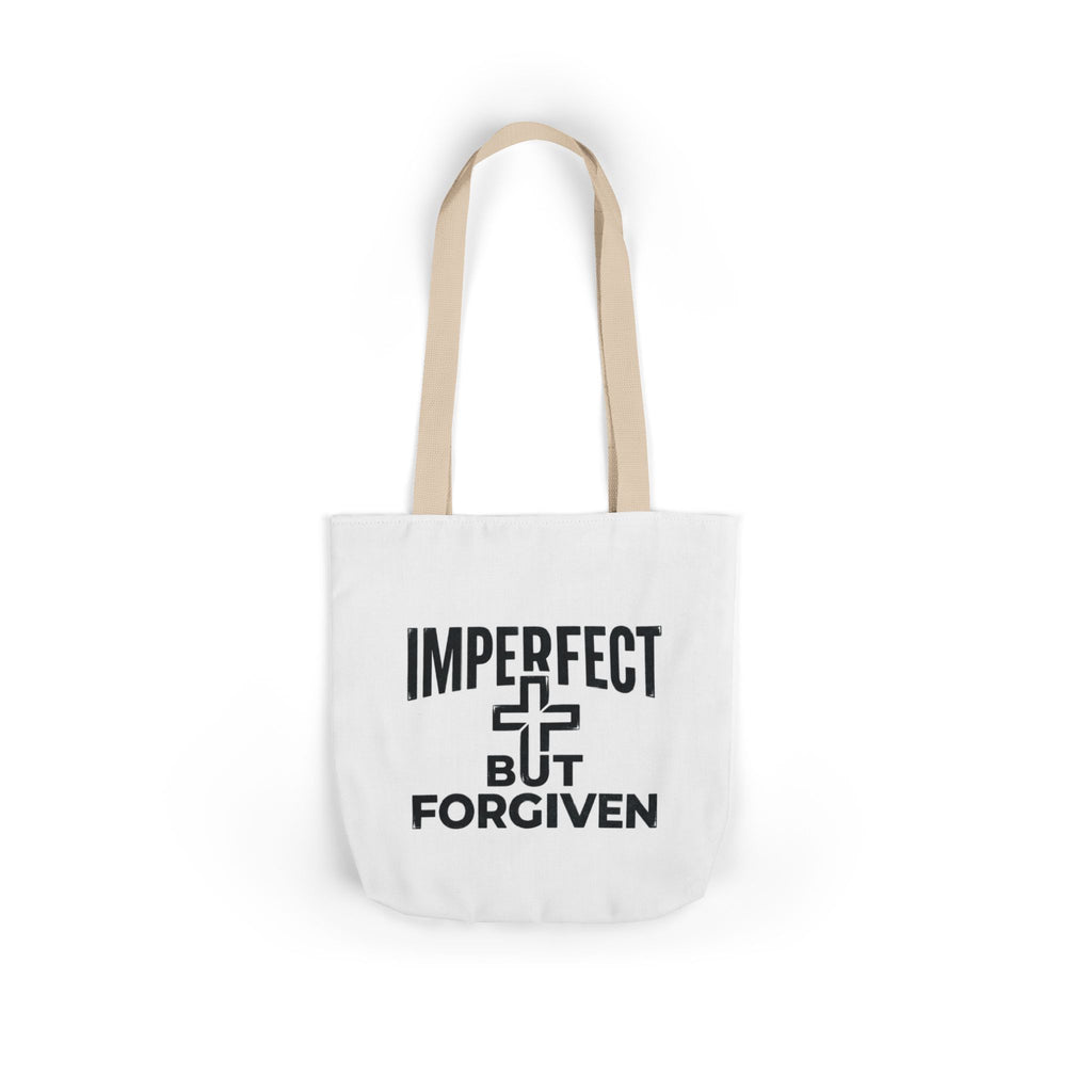 Imperfect But Forgiven Tote Bag | Canvas Christian Cross Scripture