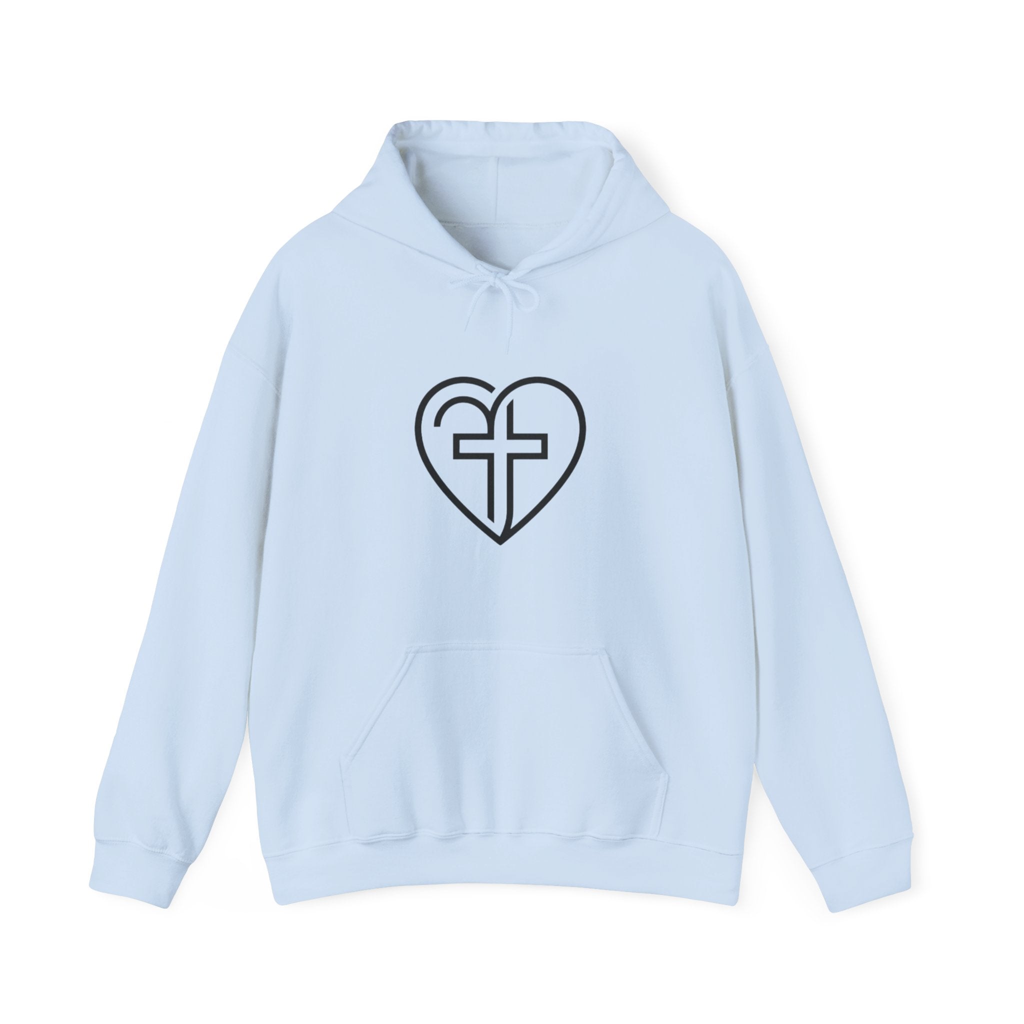 Christian Heart Cross Hoodie — Faith-Inspired Pullover for Women & Men