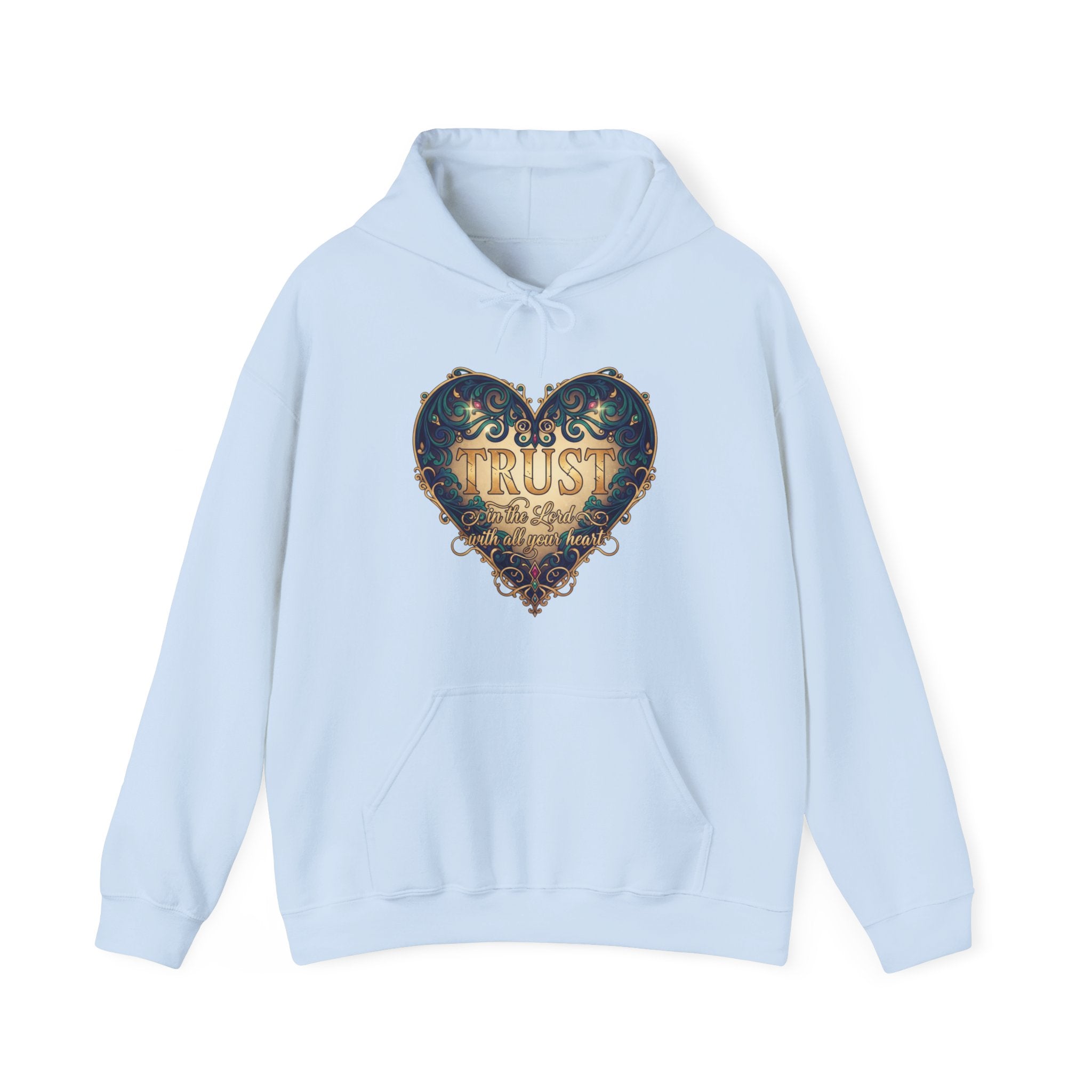 Trust Heart Hoodie — Vintage Ornamental Faith Graphic Pullover