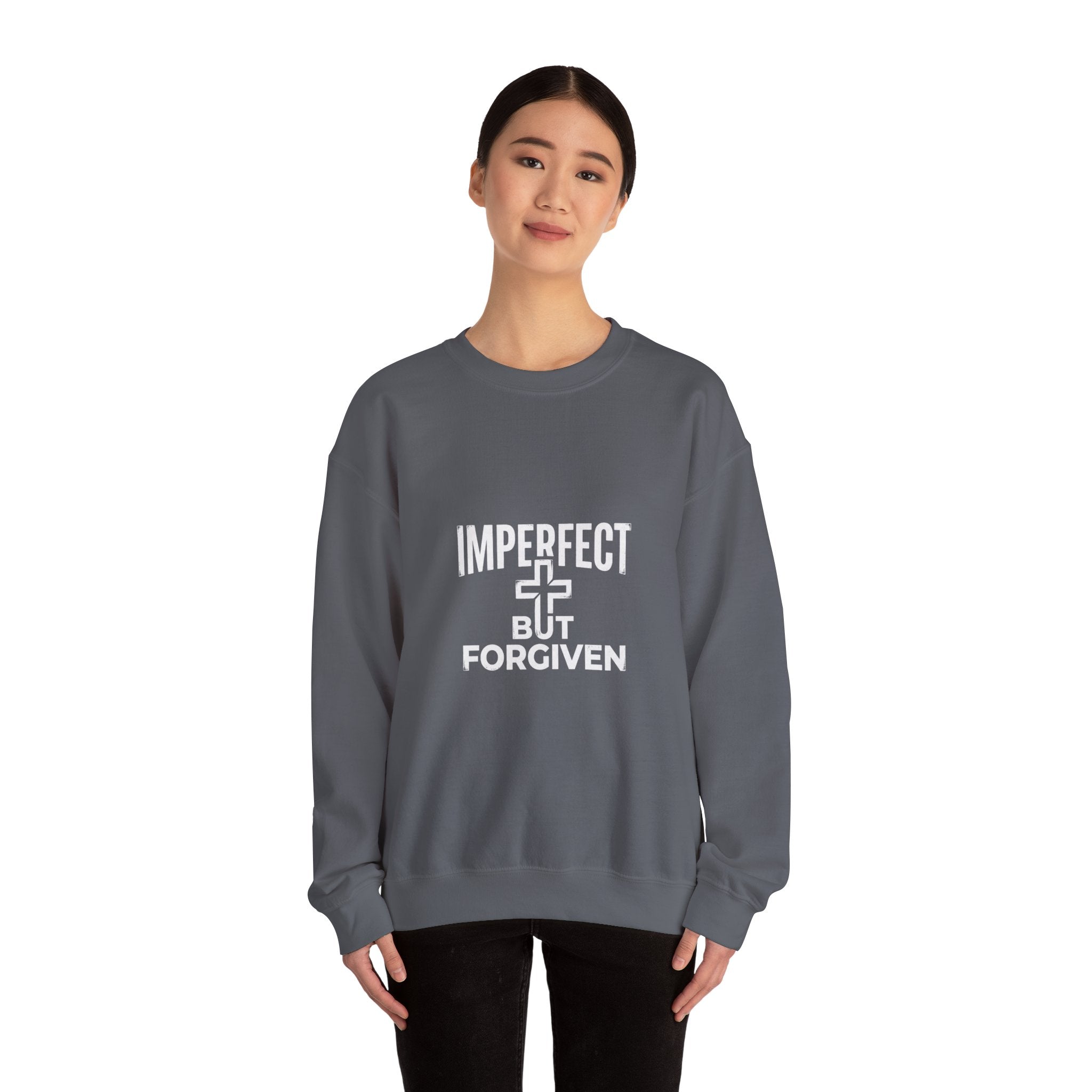 Imperfect But Forgiven sweatshirt | Christian faith cross crewneck