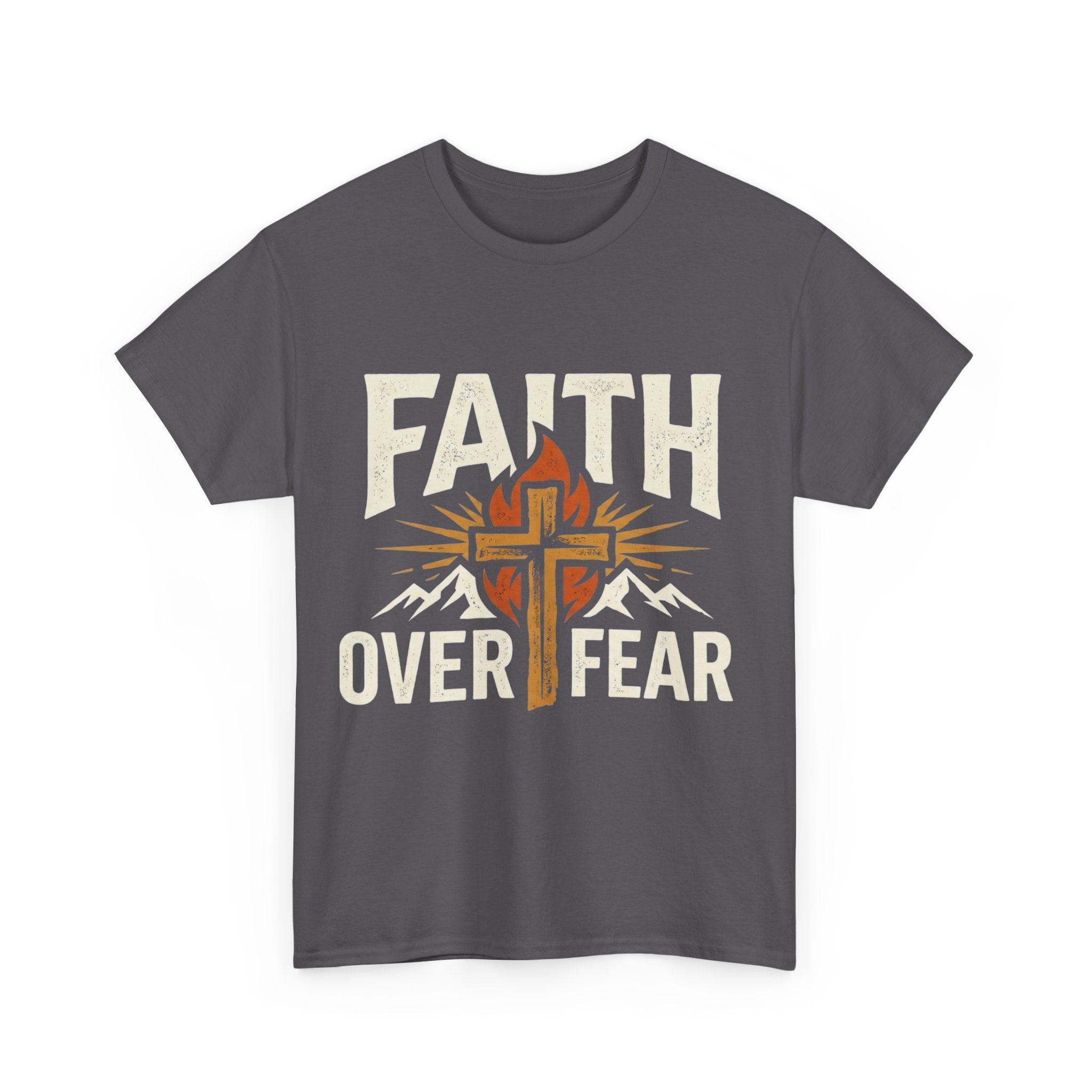 Faith Over Fear T-Shirt — Christian Cross Mountain Inspirational Tee