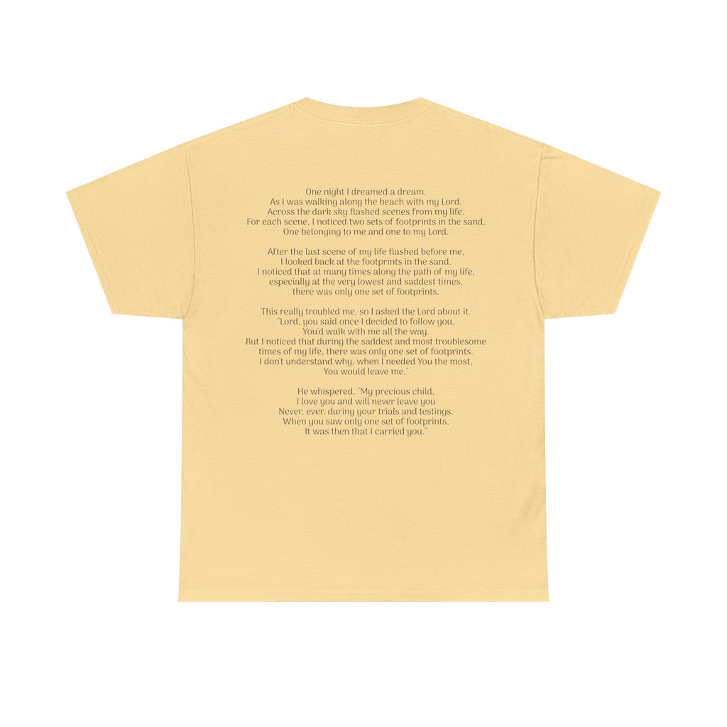 Footprints in the sand poem t-shirt