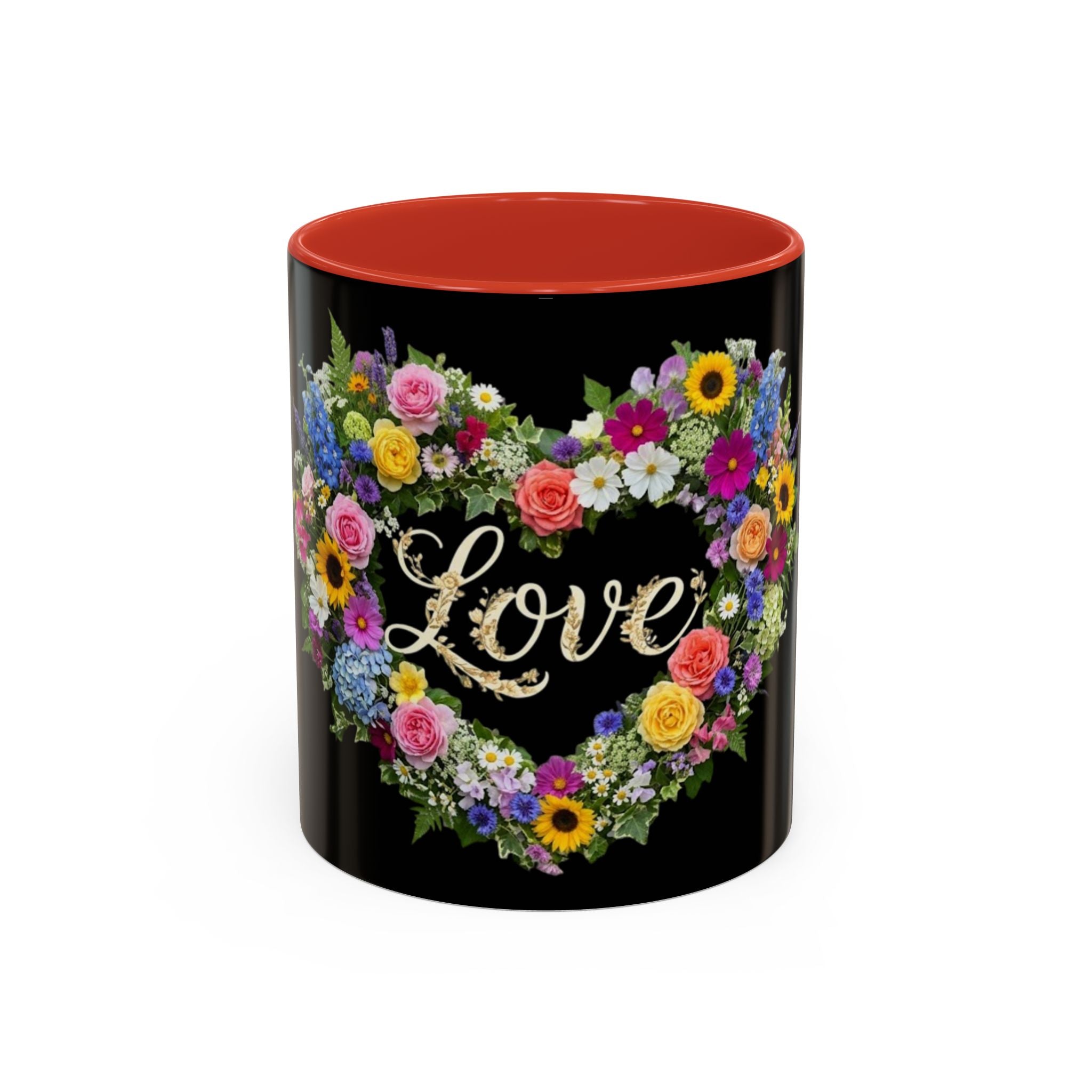 Floral Heart Love Accent Mug | Coffee Cup